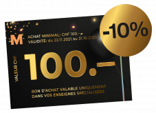 100.- au prix de CHF 90.- dans les enseignes spécialisées Migros de Romandie