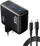 2 pièces INIU Chargeur USB C, Chargeur rapide pour ordinateur portable 100W à 3 ports avec câble USB C