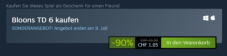 90% de réduction sur le jeu Bloons TD 6 chez Steam