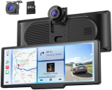 Krunia 9,26″ Écran de voiture portable sans fil avec double caméra avant 4K et arrière HD/Dashcam double/64 Go de carte/Bluetooth 5.0/Commande vocale/GPS/FM