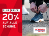 Chez Ochsner Sport :  20% sur toutes les chaussures pour les membres du club Ochsner et les nouveaux clients, offre peut-être combinée avec un bon de réduction de 20 CHF en vous inscrivant à la Newsletter