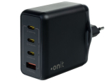 Chargeur mural USB Quad 3C1A 140 W GaN noir et blanc de onit