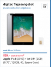 L’offre du jour chez digitec : iPad 6e Génération 128 GB LTE en gris sidéral pour 539 CHF!