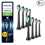 Philips Sonicare W2 Optimal White Têtes de Brosse de Rechange Originales, Noires, Lot de 8, HX6068/88