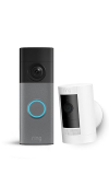 Ring Set : Sonnette de porte vidéo rechargeable avec Retinal 2K & zoom 6x + caméra extérieure rechargeable (Stick Up Cam) 1080p