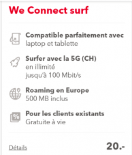 Carte SIM We Connect Surf gratuite pour les clients Sunrise et UPC existants