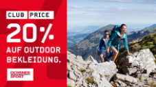 Ochsner Sport : Une réduction de 20% sur les vêtements Outdoor + une réduction supplémentaire de 20 CHF à partir d’un montant d’achat minimal de 99.90 CHF