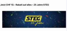 Chez STEG Electronics: Une remise de 10 CHF sur tout, sans minimum d’achat, jusqu’au 13.10.2019!