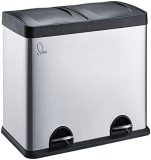 Svita T2X24 Poubelle à pédale, 48 litres, 2 x 24 litres, poubelle en acier inoxydable avec tiroirs pour le tri des déchets
