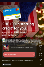Carte de crédit IKEA Family gratuite / bonus de départ de 100 CHF