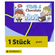 Bâtonnets de chocolat au lait gratuits avec Lidl Plus à partir d’un montant d’achat minimal de 5 CHF valable jusqu’au 16.06
