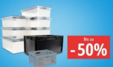 Jusqu’à 50% de rabais sur les boîtes de rangement chez Jumbo, par exemple boîte empilable Utz Rako 60 l