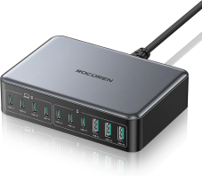 Chargeur de bureau Rocoren 400W avec 10 ports (7x USB-C, 3x USB-A) max. 100W par port chez Amazon