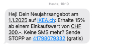 🔥 Bon de réduction IKEA de 15% sur tout, EN LIGNE, à partir d’un montant de commande minimal de 300 CHF le 01.01.2025