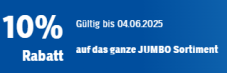 Bon Jumbo avec une réduction de 10 % sans montant minimum de commande, valable jusqu’au 4.6.2025