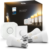 Kit de démarrage Philips Hue White Ambiance E27, 3 pièces (avec pont, bouton intelligent & réglage de la température, dimmable)
