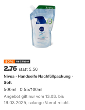 Action Migros : un rabais de 50% sur l’assortiment Nivea Migros