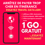 1 Go de volume de données eSIM gratuit dans la région de séjour via GoMoWorld