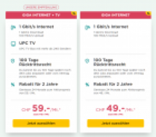 Chez UPC : 1Gbit/s Internet pour 49 CHF par mois, TV incluse pour 59 CHF par mois (valable 24 mois – nouveaux clients uniquement) !