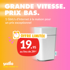 🔥 Prix pirate – Yallo Home Max Cable avec jusqu’à 1 Gbit/s dans le réseau câblé Sunrise pour seulement 19.95 CHF ! Un rabais à vie! SEULEMENT JUSQU’AU 22.03